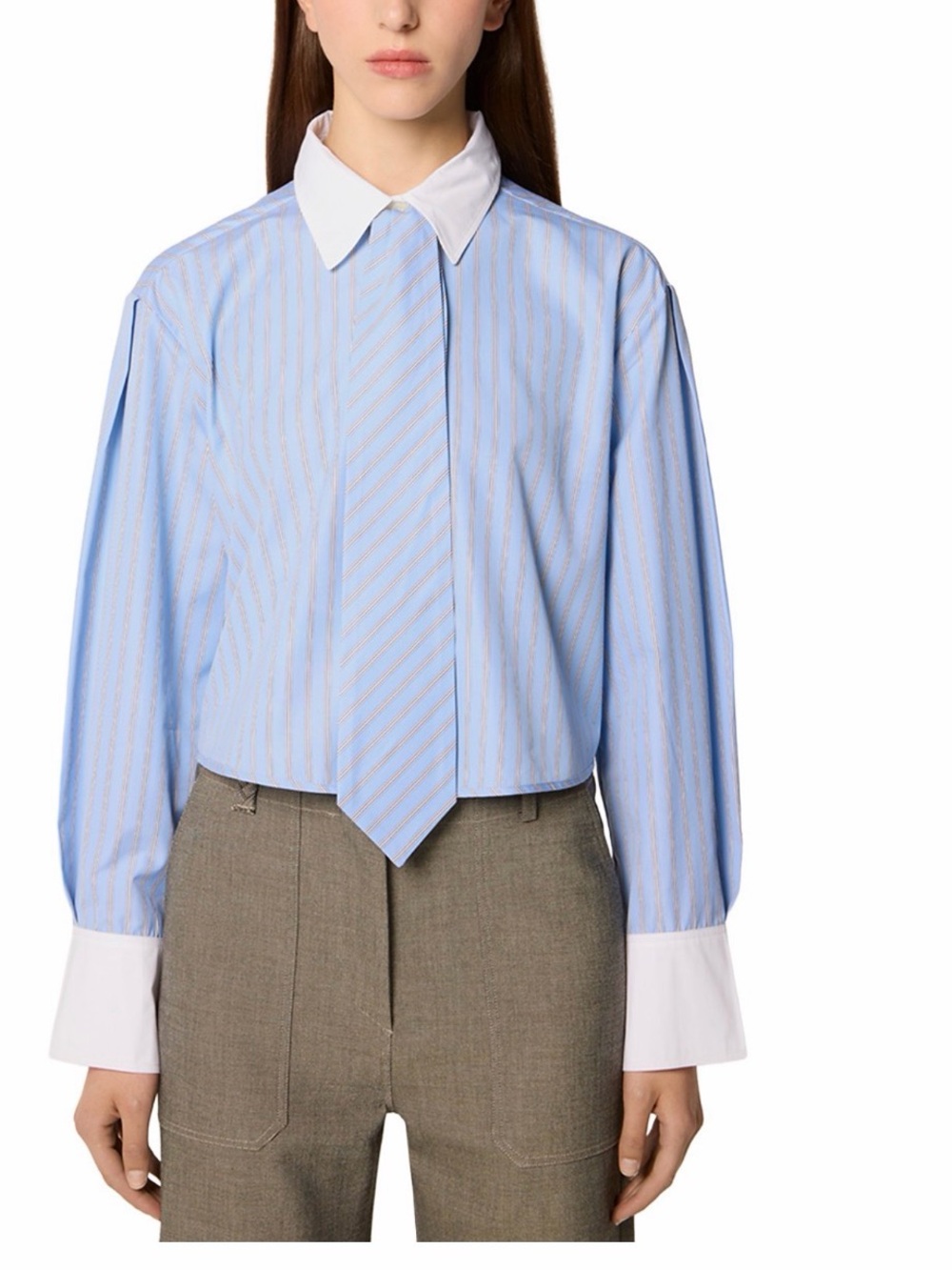 Tresse Cropped Shirt with Tie Size 4